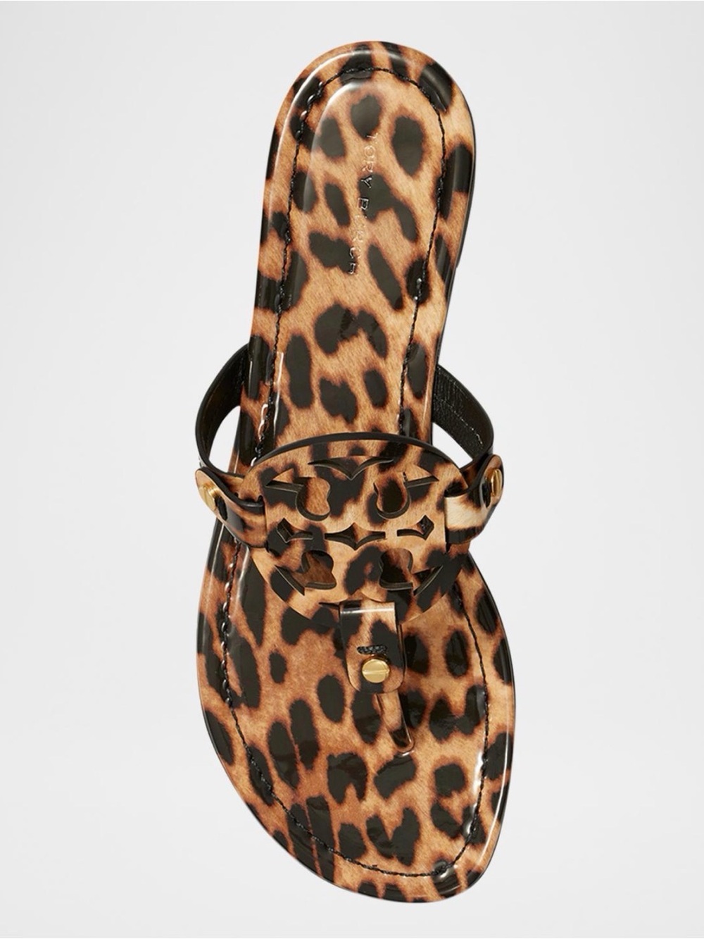 Tory Burch Miller Leopard Print Patent Leather Thong Sandals Size 9 $200 Retail
